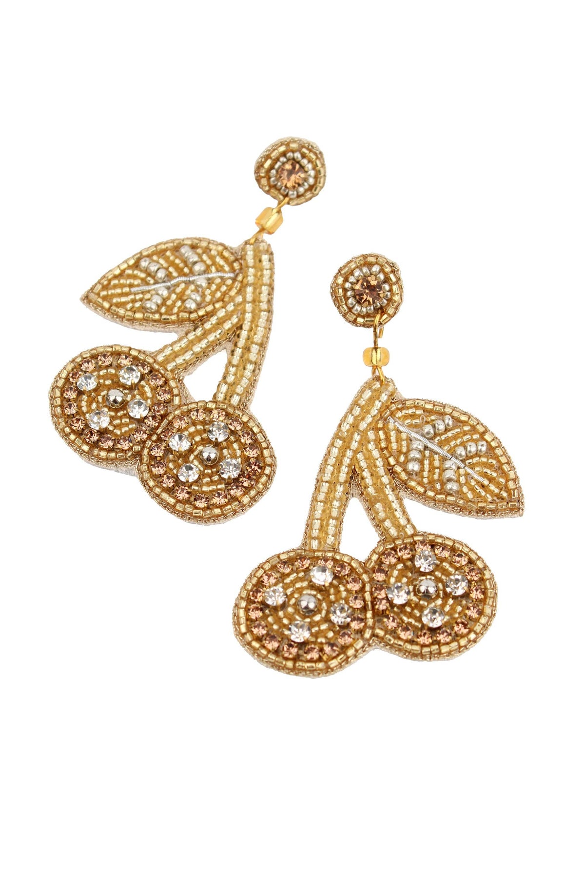 Gold Cherry Beaded Earrings