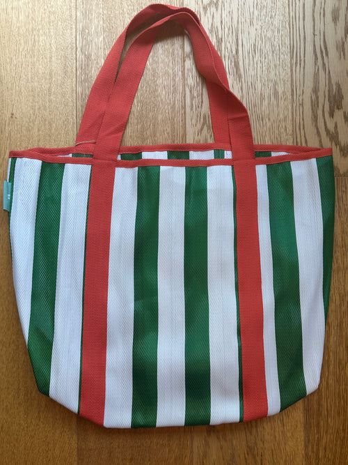 Green Stripe Olive Tote Bag