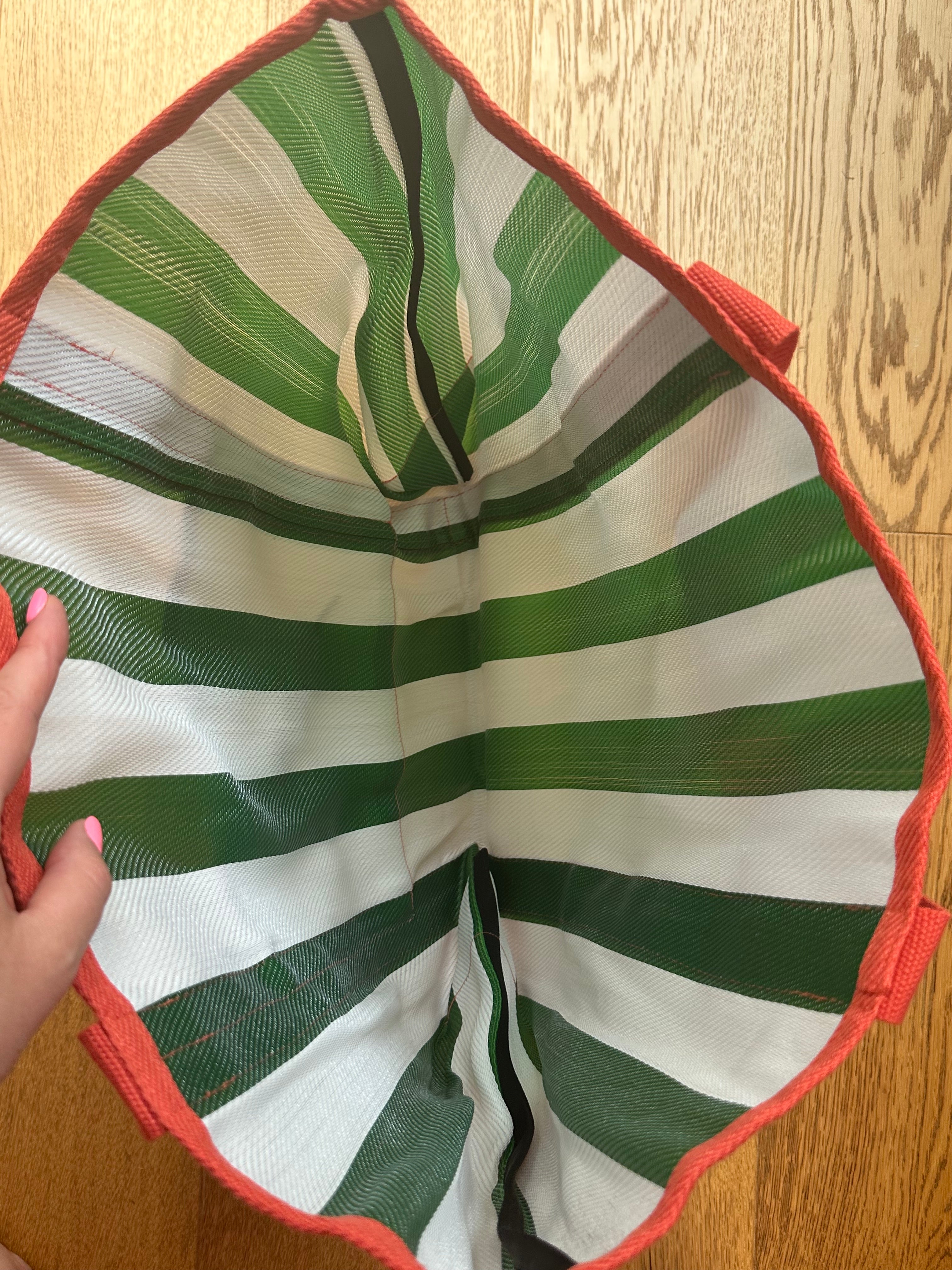 Green Stripe Olive Tote Bag