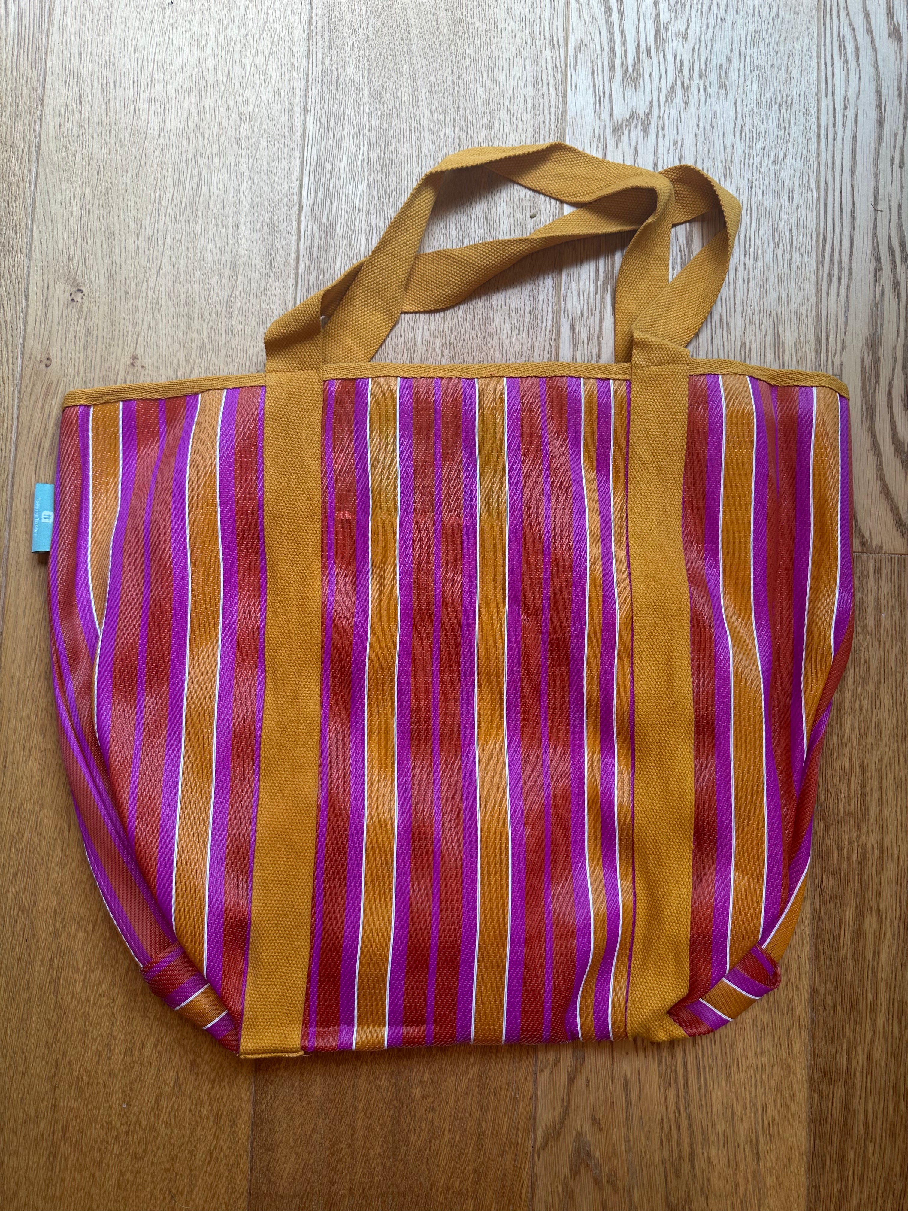 Pink Stripe Lemon Tote Bag