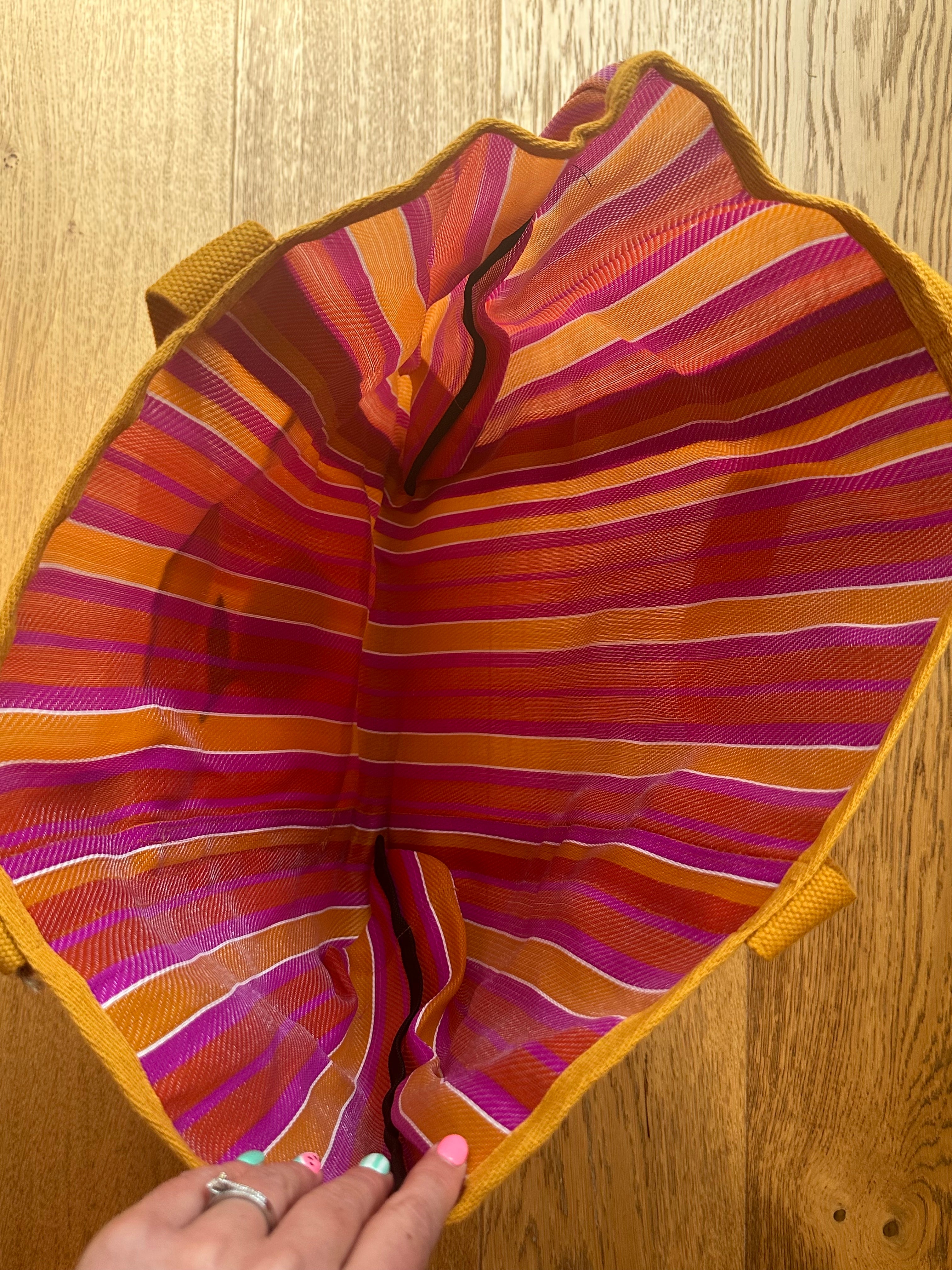 Pink Stripe Lemon Tote Bag