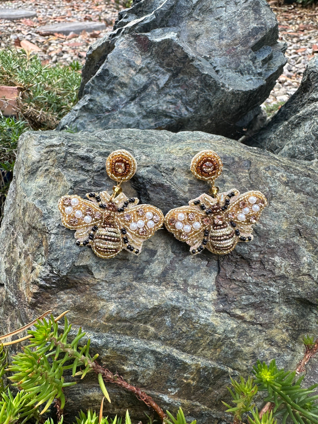Gold Bee Earrings