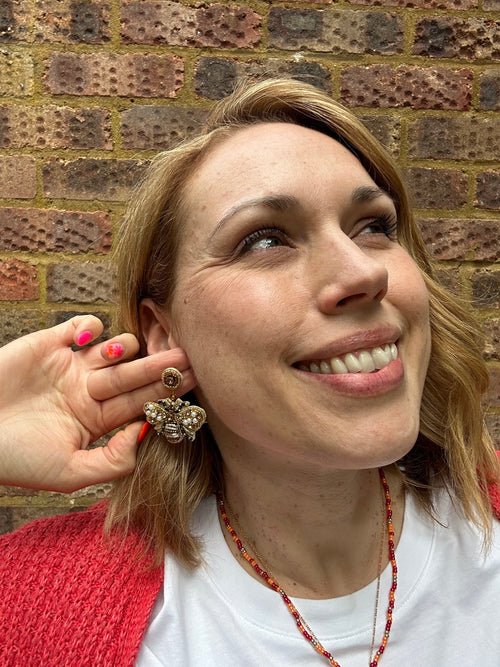 Gold Bee Earrings
