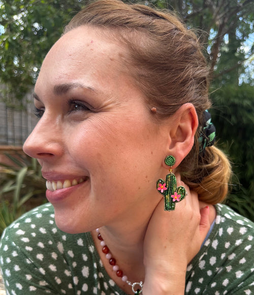 Cactus Beaded Earrings