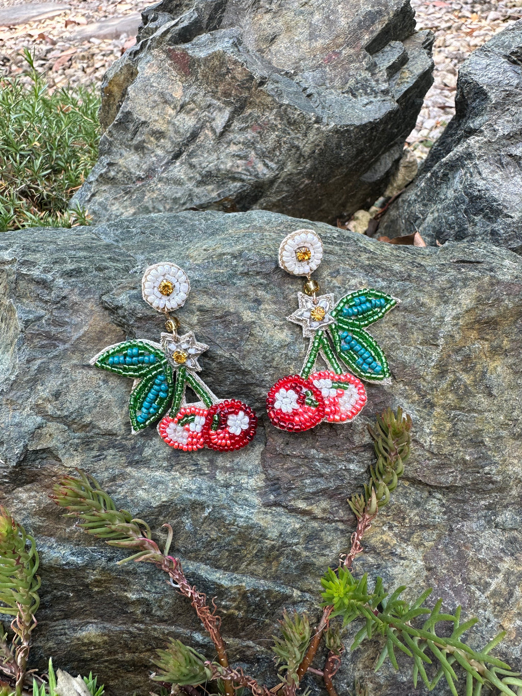 Cherry Beaded Earrings