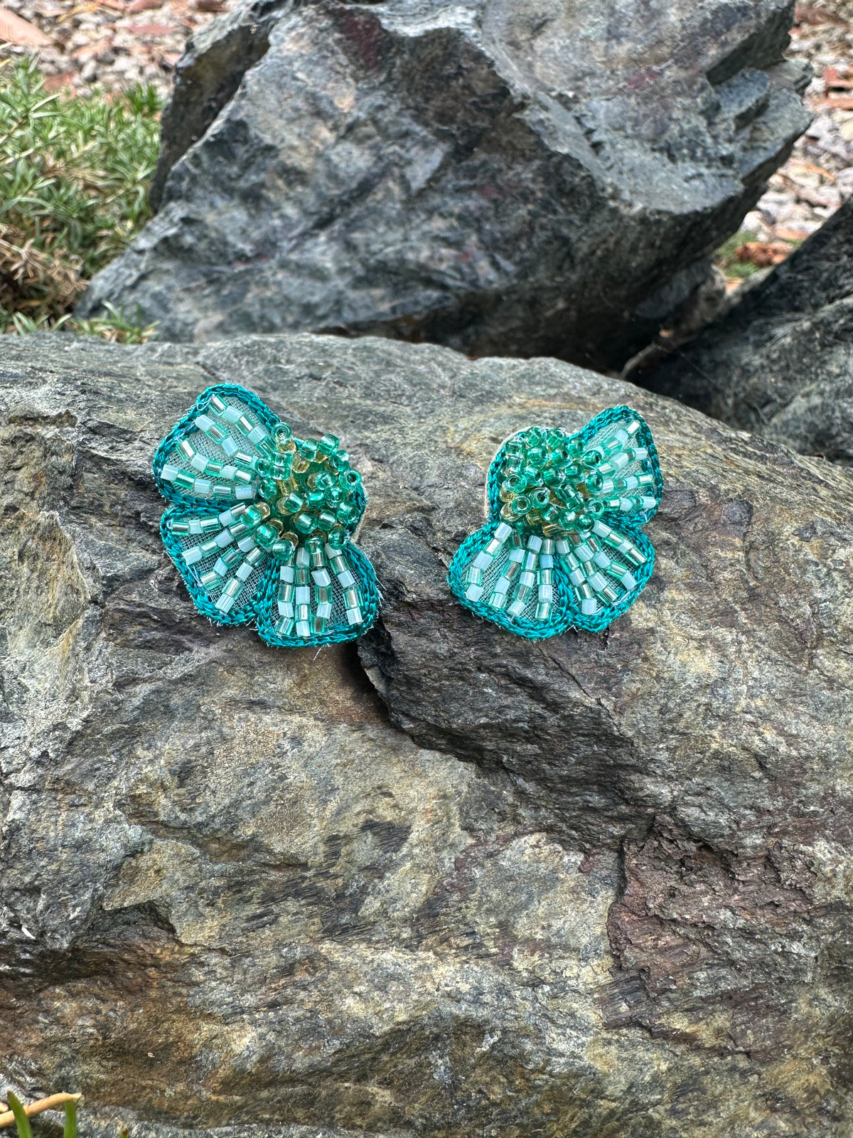 Turquoise half flower earrings