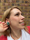 Turquoise half flower earrings