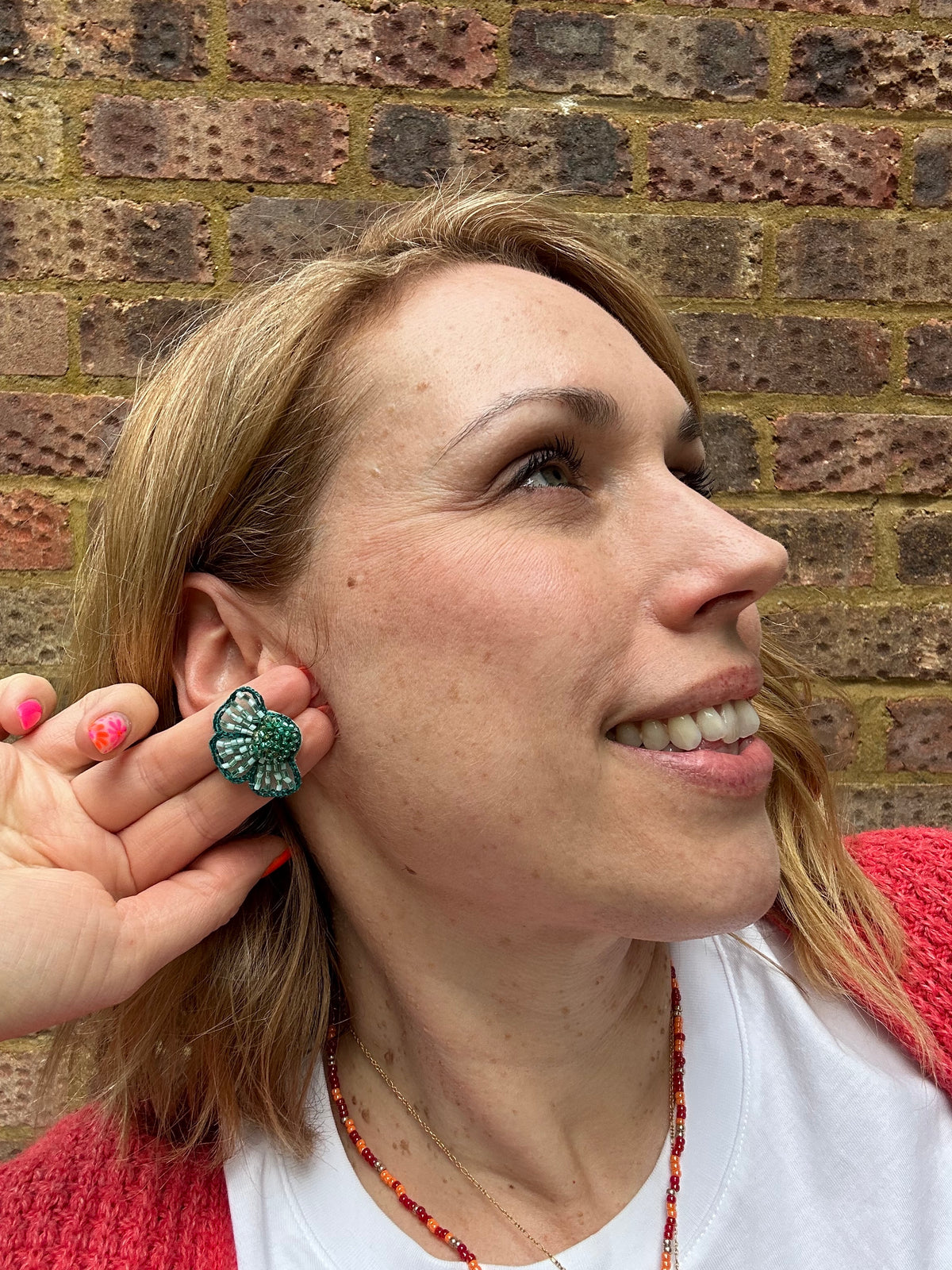 Turquoise half flower earrings