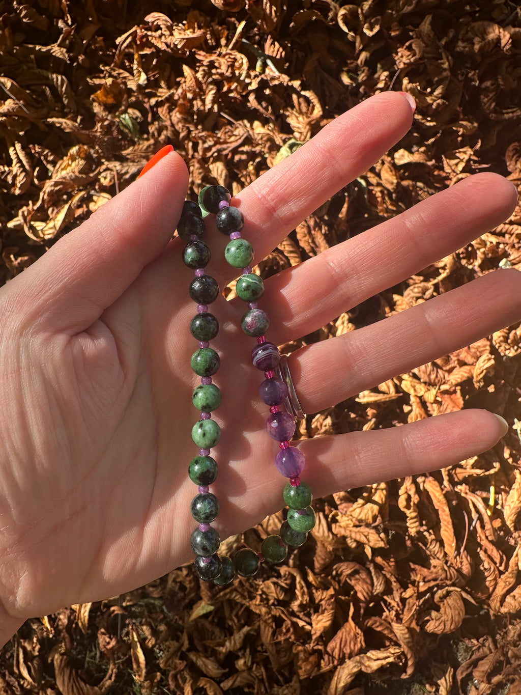 Nyx gemstone beaded necklace