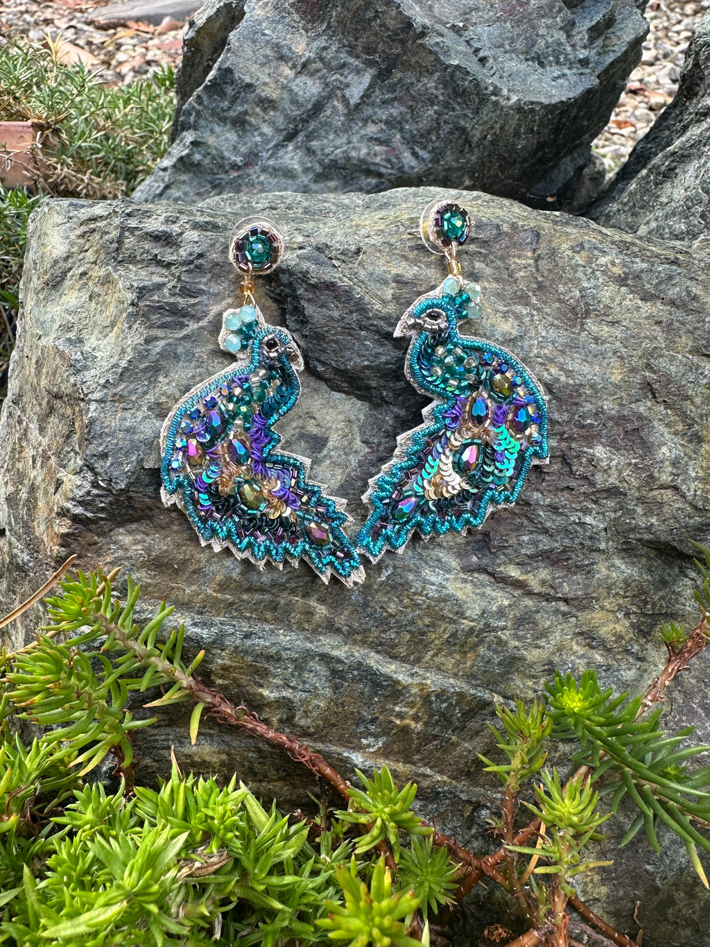 Peacock earrings