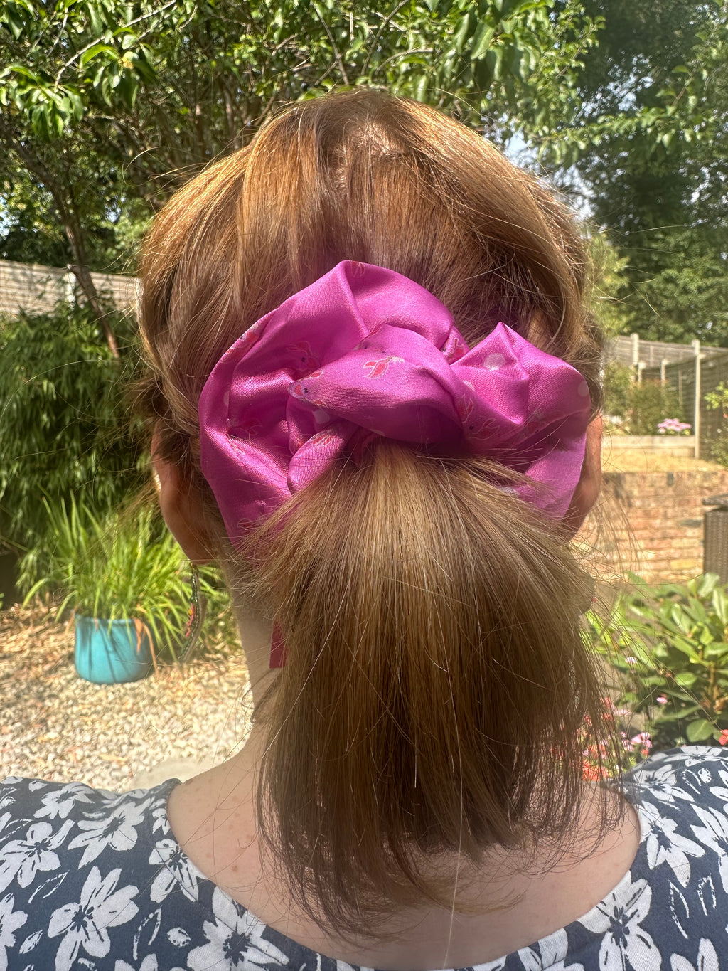 Pink lobster scrunchie